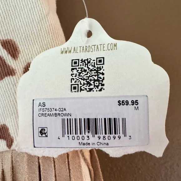 Altar’d State Brown Cow Print Fringe Mini Skirt Cowgirl Festival M NWT - Picture 3 of 9